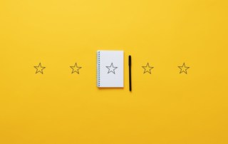 Five stars over yellow background